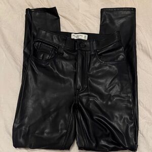 Black Faux Leather Jeans